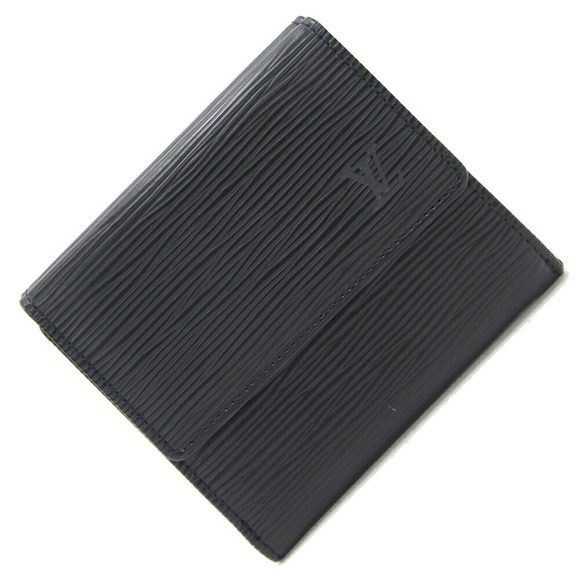 Louis Vuitton Porte Double Creel Wallet Black Leather Carte Monnaie Epi - Picture 1 of 7